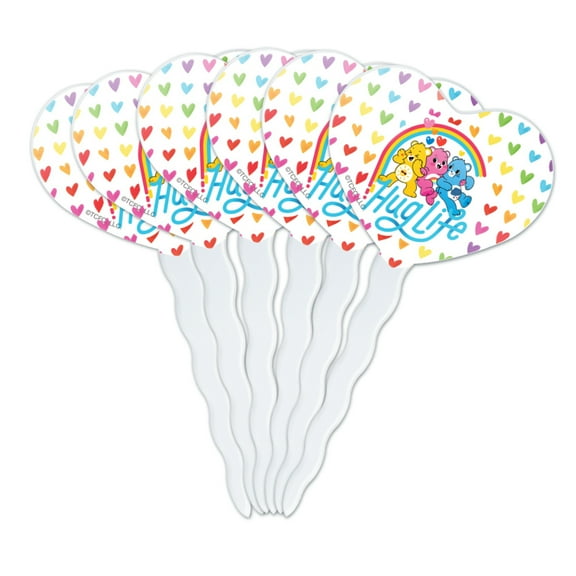 Care Bears: Unlock the Magic Hug Life Heart Love Cupcake Picks Toppers Decoration Set of 6