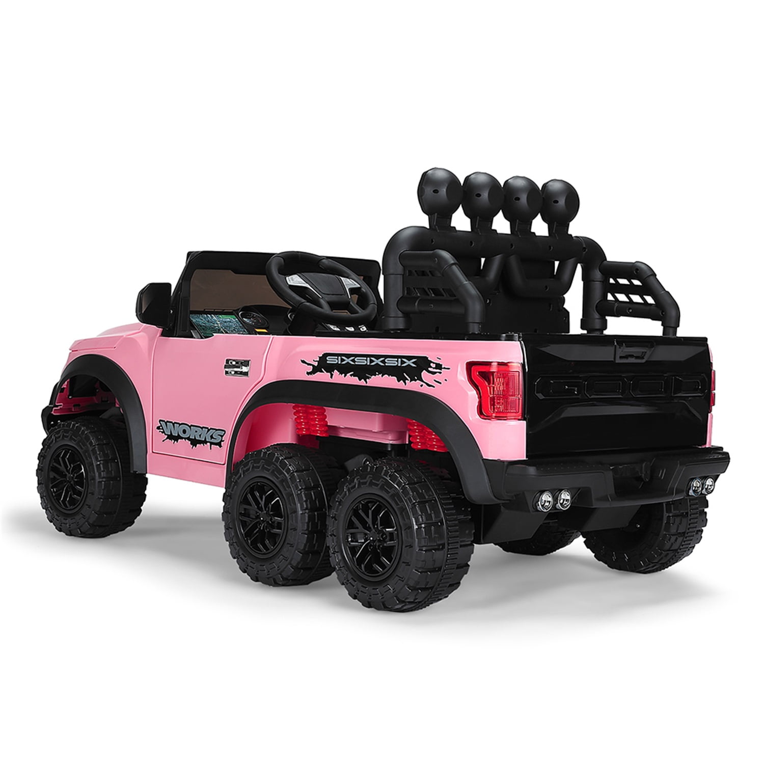 CIPACHO Kids 12V Ride On Truck, Battery Powered Toy Car w/Spring Suspension, Remote Control, 3 Speeds, LED Lights, Pink