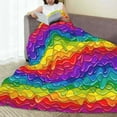 thumbnail image 6 of Honeii Bright Rainbow Print Fleece Blanket - Throw Blanket for Bed, Sofa, Couch, Camping, and Travel , Microplush Ultra Soft Warm Blanket-50"x40", 6 of 7