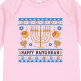 thumbnail image 4 of Inktastic Happy Hanukkah Sweater Style Design with Menorah and Dreidel Boys or Girls Long Sleeve Baby Bodysuit, 4 of 5