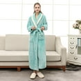 thumbnail image 4 of TIWEKE Womens Pajamas Set,Women's Plus Size Thickened Long Flannel Couple Robe With Flange Bathrobe (Mint Green,3XL), 4 of 5