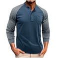 thumbnail image 1 of Blusas y camisas de manga larga y cuello redondo para hombre, informales, de color liso, con botones y bolsillos, de poliéster., 1 of 5