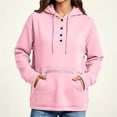 thumbnail image 7 of SYwaren Women's Oversized Pullover Hoodie Henley Long Sleeve Button Casual Sweatshirt Tops, 7 of 7