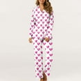 thumbnail image 4 of NSLGXD Women's Heart Print Pajamas Sets Long Sleeve Button Up Shirts and Lounge Pants Fall Outfits Valentine's Day 2 piece Pjs Sets with Pocket, 4 of 7