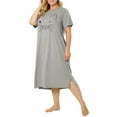 thumbnail image 5 of Agnes Orinda Women's Plus Size Nightgowns Crew Neck Short Sleeves Sleep Dress Cats Print Pajamas Lounge Home with Pocket 1X Gray, 5 of 9