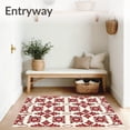 thumbnail image 3 of ODIKA 2'x3' Machine Washable Non-Slip Area Rug, Nordic Snowflake Medallion Interlocking Scandinavian Festive Motif High Traffic Rug, Red, 507645, 3 of 7