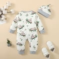 thumbnail image 4 of Kucnuzki Newborn Baby Boy Clothes 9 Months Winter Jumpsuit Bodysuit 12 Months Long Sleeve Little Koala Prints Button-Up Overall Jumpsuit Hat 2PCS Set Gray, 4 of 7