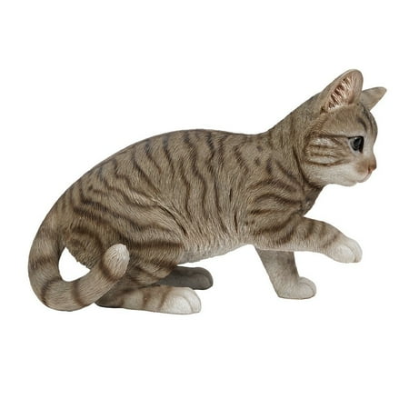 grey tabby cat statue
