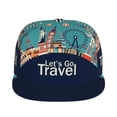 thumbnail image 2 of Fotbe Let's go Travel Flat Bill Visor Cap Classic Snapback Hat Polyester Foam Trucker Hat Trucker Cap Adjustable Baseball Cap, 2 of 9