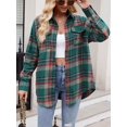thumbnail image 3 of Charmo Womens Button Down Flannel Shirts Long Sleeve Plaid Shackets Business Casual Blouse Top, 3 of 7