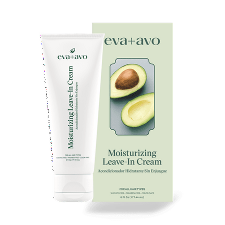 eva+avo Leave In Cream, Moisturizing Avocado Oil Hair Conditioner, 6 fl oz