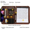 thumbnail image 2 of Portfolio Business Padfolio Folder with Zipper, Conference Meeting Executive File Legal Document Organizer with Pockets Letter Size A4 Writing Pad Notepad Padfolio for Father's Day Gift -Brown, 2 of 7