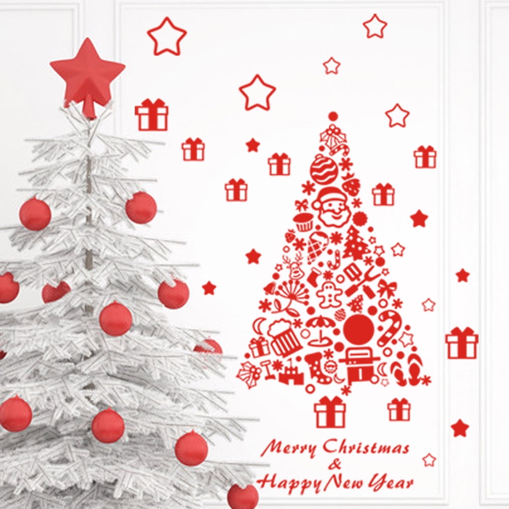 Stickers Wall Decal Home DIY Decor Christmas Happy New Year Tree Shop Window 