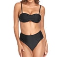 thumbnail image 2 of Traje de baño de mujer de 2 piezas de bikini cómodo de cintura alta de color sólido estilo playa OAVQHLG3B Store lin121212, 2 of 4