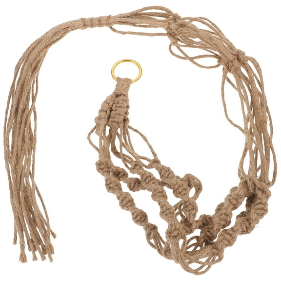 TABLZONE Natural Jute 4 Legs Plant Hanger Brown for Indoor Kitchen Porch