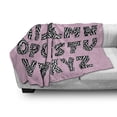 thumbnail image 3 of Pink Zebra Soft Flannel Fleece Throw Blanket, Funky Letters Written in Zebra Skin Stripes Animal Theme Design, Cozy Plush for Indoor and Outdoor Use, 70" x 90", Baby Pink White, by Ambesonne, 3 of 6