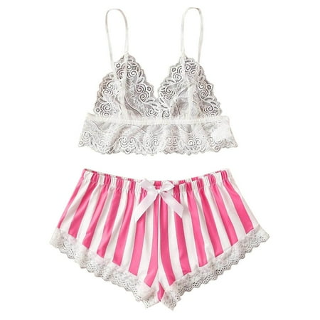 

Tangnade Lingerie Seduction For Women New Lace Lingerie Silk Underwear Sleepwear Underwear Pajamas Satin Purple XL