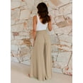 thumbnail image 2 of Cizayoi Women Casual Pants Elastic Waist Wide Leg Beach Trousers with Pockets, 2 of 6