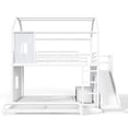 thumbnail image 5 of Bellemave Full Over Full Bunk Bed with Slide and LED, Metal Floor House Bed with Wardrobe and Movable Storage Cabinet for Kids, No Box Spring Required，White, 5 of 9