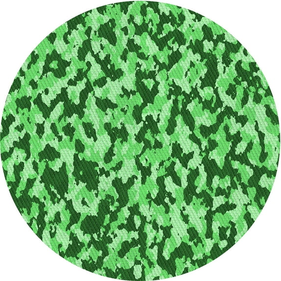 Ahgly Company Machine Washable Indoor Round Transitional Green Area Rugs, 3' Round