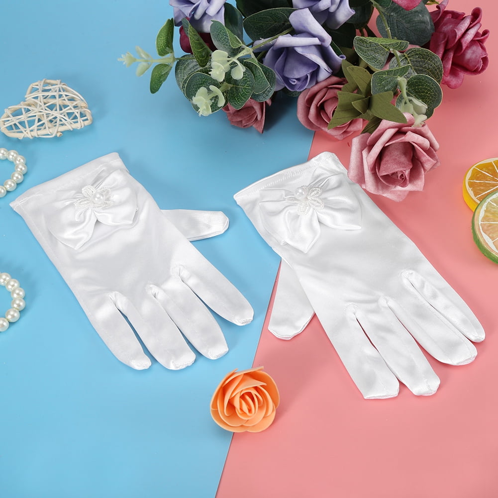 LYUMO Gloves for Party,Children Satin Gloves ,Girls Satin Gloves