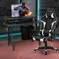 thumbnail image 1 of Goplus Gaming Computer Desk&Massage Gaming Chair Set w/Monitor Shelf Power Strip White, 1 of 8