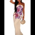 thumbnail image 2 of Vestido Y2k Sin Tirantes para Mujer, Vestido de Verano con Estampado Floral, Espalda Descubierta, Vestido de Cóctel con Hombros Descubiertos Albaricoque M, 2 of 10