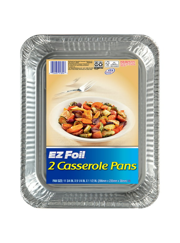 EZ Foil Disposable Casserole Pans, 11.75 x 11.25 inch, 2 Count
