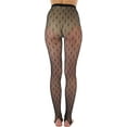 thumbnail image 2 of ToBeInStyle Women's Micro Hearts Fine Fishnet Stirrup Footless Tights - Black, 2 of 5