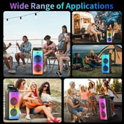 JYX Party Speaker with Wheels for Outdoor, Bluetooth Speaker with 2 Microphones, Dual 8 Subwoofer Deep Bass, Rgb Lights, T38-T