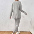 thumbnail image 5 of RYRJJ Women's Fall 2 Piece Outfits Ribbed Knit Pajama Set Casual Long Sleeve Tunic Tops Legging Pants Matching Lounge Sets Sweatsuits(Gray,L), 5 of 9