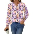thumbnail image 4 of UVN Womens Fall Blouses Long Sleeve V neck Shirts Dressy Casual Smocked Cuffs Tunic Tops, 4 of 8