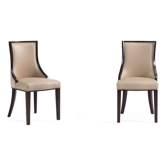 Manhattan Comfort Grand 18.5" Faux Leather Dining Chair in Tan (Set of 2)