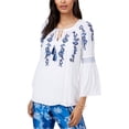 thumbnail image 1 of I.N.C Womens Embroidered Peasant Blouse, White, Medium, 1 of 1