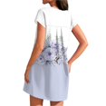 thumbnail image 4 of UoCefik Short Sundresses For Women Plus Size Ethnic Floral Short Sleeve A-Line Dress Fashion Crewneck Beach Casual Sundress Party Summer Mini Dresses with Pockets Light Purple M, 4 of 4