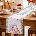 thumbnail image 5 of Table Runner - 60 Inch Long, Happy Easter Kitchen Dining Table Runner Dresser Scarves, Cute Rabbits Eggs Flowers Butterflies Leaves Pink Farmhouse Decor for Coffee Tables Wedding Party Banquet, 5 of 8