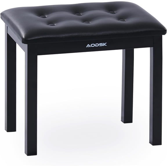 AODSK Piano Bench with Padded Cushion,Iron Leg Material Keyboard Bench,Stronger and More Stable Comfortable PU Leather Piano Chair Seat,17.72''x11.61''x19.49''-Black
