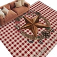 thumbnail image 3 of 6x9 Washable Area Rug, Farmhouse Country Non-Slip Large Rectangle Rug for Living Room Dining Room, Star Bless This Home Red Buffalo Plaid Indoor Floor Mat for Home Decor, 3 of 9