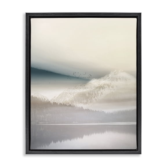 Stupell Industries Farmhouse Mountainous Vanilla Landscape Black Floating Frame Canvas Art, 17 x 21, by Gemma Bardot