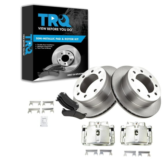 TRQ Rear Brake Pad & Rotor Kit Brake Caliper Brake Pads Brake Rotor Semi-Metallic Vented Fits Select 2002-2006 Chevrolet Avalanche 2500 2001-2013 Suburban 2500 GMC Yukon XL 2500