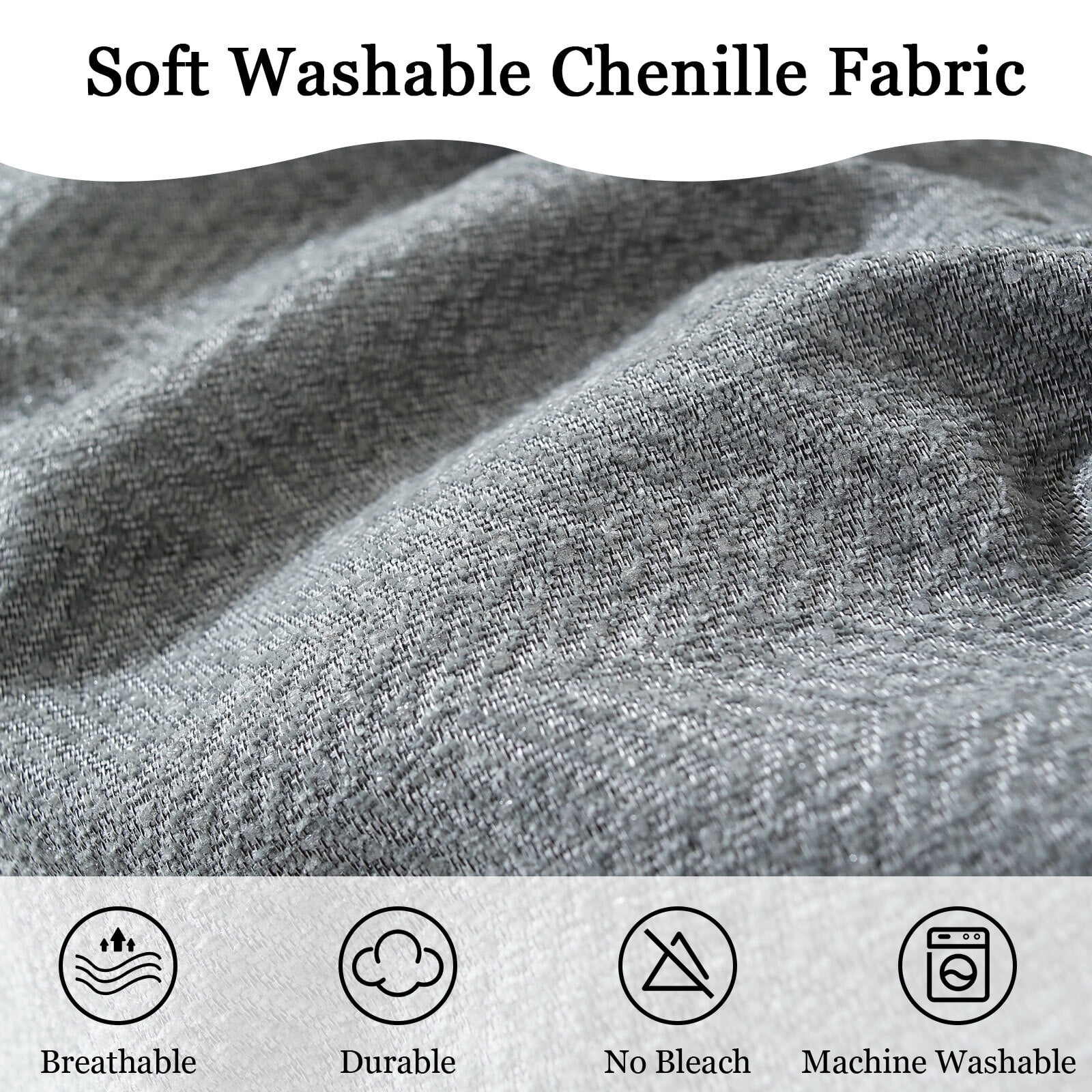 Chenille Couch Cover Pet Friendly Sofa Cover Washable Reversible Sofa Slipcover for Sectional Sofa, Loveseat, 2 or 3 Cushion Couch, Corner Sofa, Futon Cover