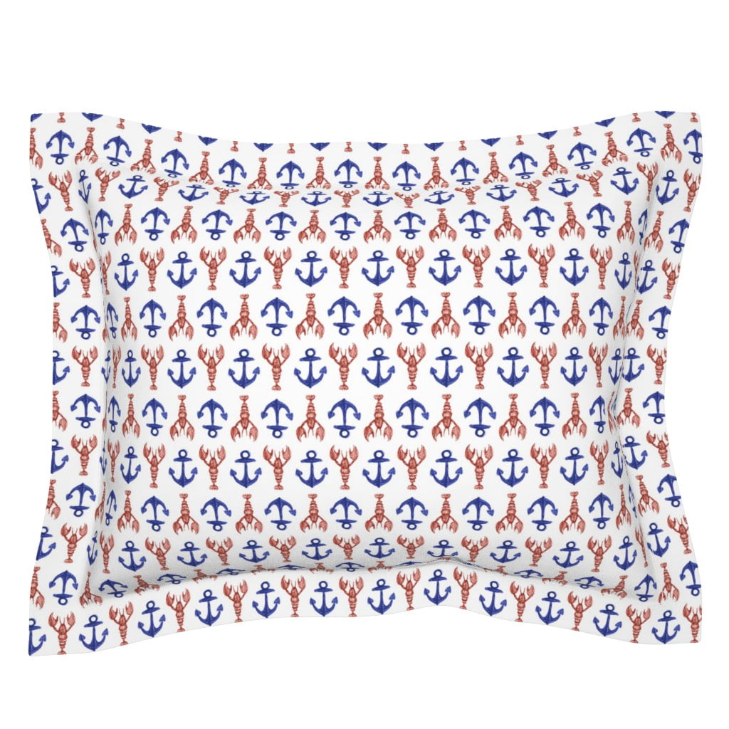 Anchors On Nautical Sailing Summer Boat Ocean Pillow Sham by Roostery 