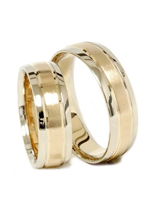 Pompeii3 - Gold Matching His Hers Two Tone Wedding Ring Band Set ...