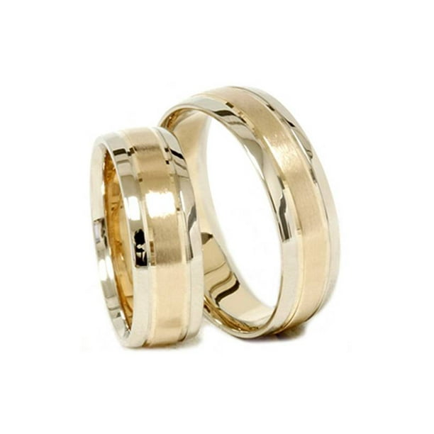 Pompeii3 - Gold Matching His Hers Two Tone Wedding Ring Band Set ...