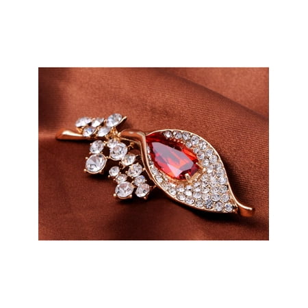 - Golden Tone Clear Rhinestone Calla Lily Flower Pin Brooch with Center Stone
