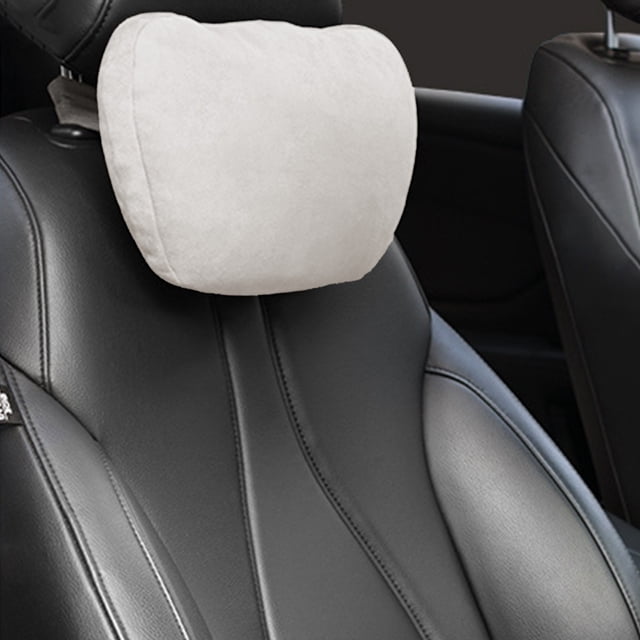 Lisbinx - Reposacabezas de coche de cuero y terciopelo, cojín para el cuello, para silla deportiva, cojín lumbar para asiento interior de coche, almohada para el cuello