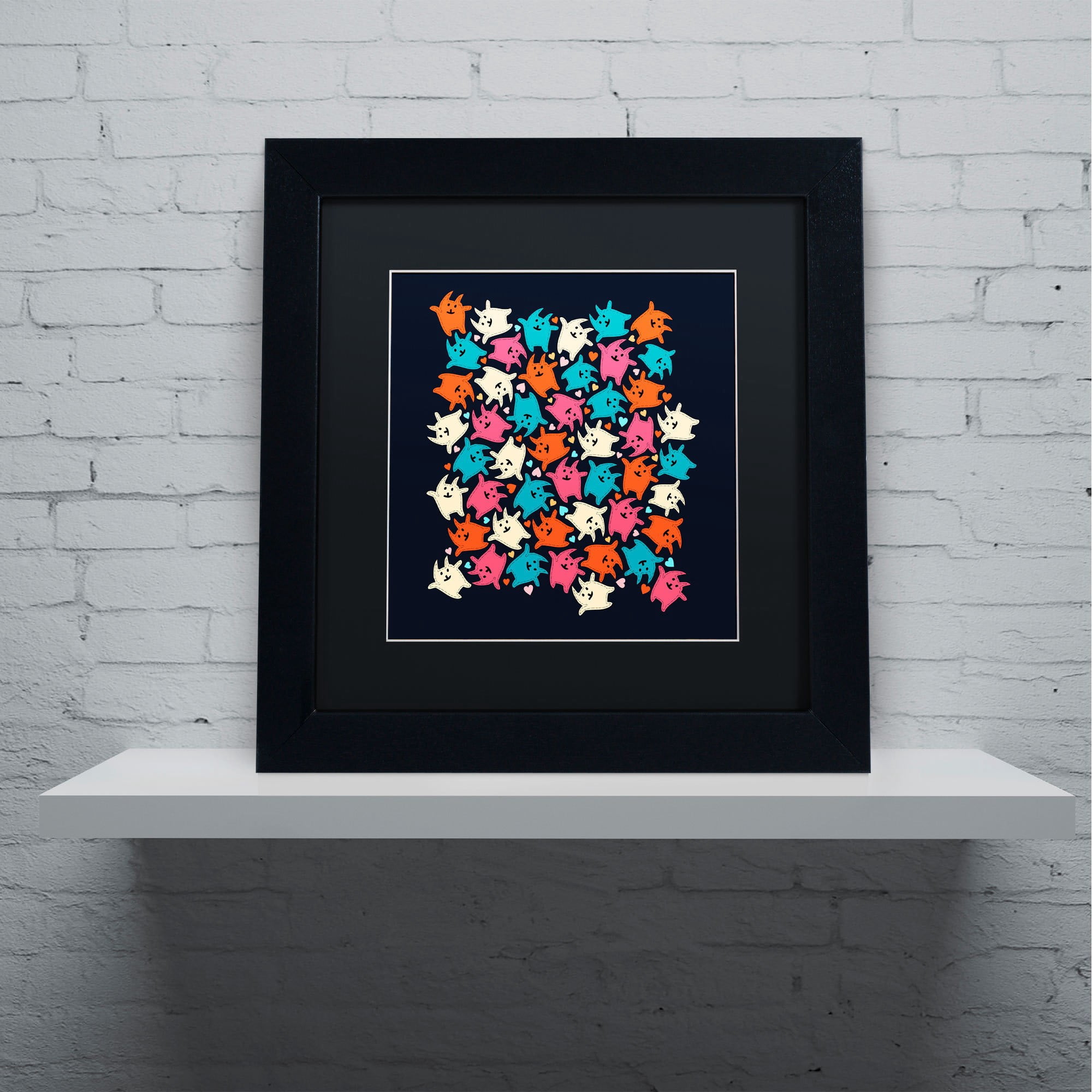 Trademark Fine Art "Tiny Tumbling Kittens" Canvas Art by Carla Martell, Black Matte, Black Frame