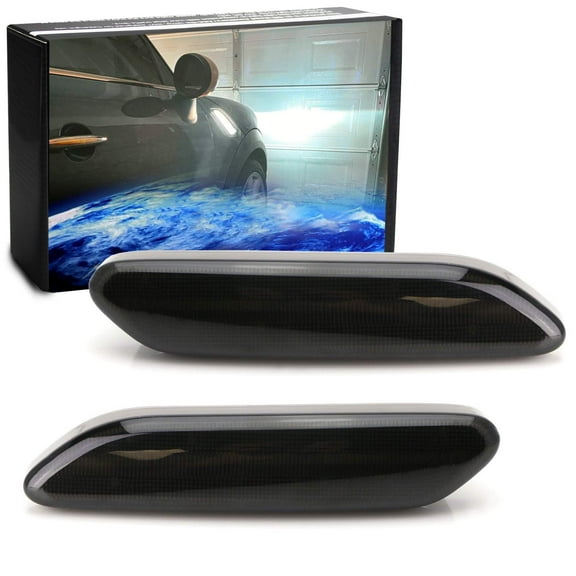 Dark Smoked Lens Xenon White Full LED Fender Side Marker Blinker Lights For 2011-2016 MINI Cooper R60 Countryman R61 Paceman. Replace OEM Clear/Amber Sidemarker Lamps