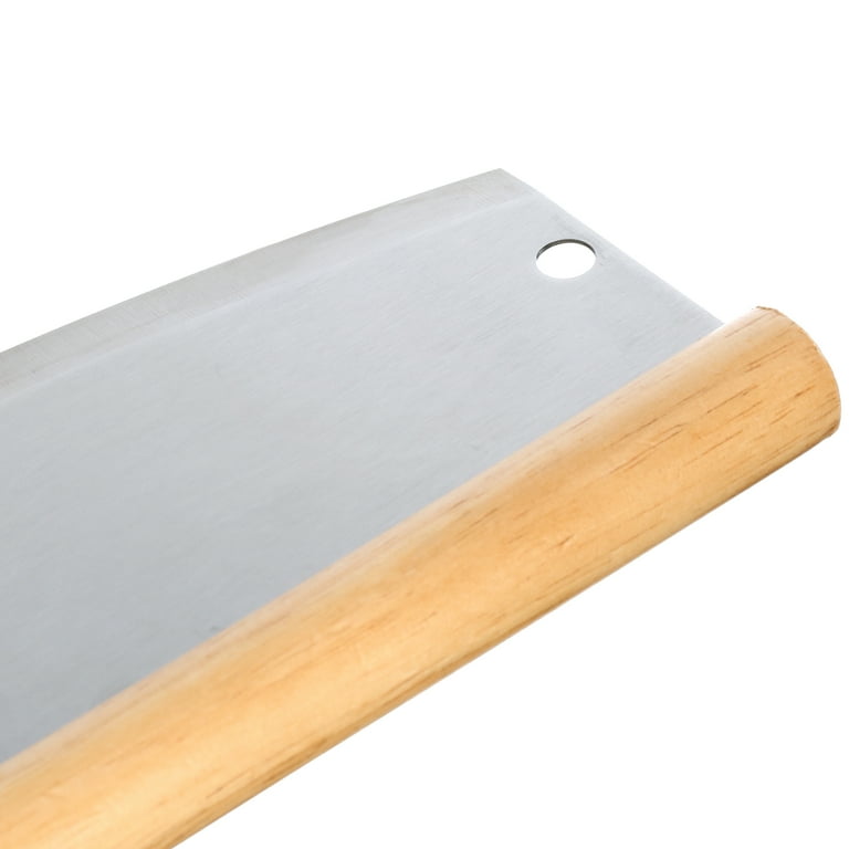 One Bite Stainless Steel Pizza Rocker Cutter with Wood Handle