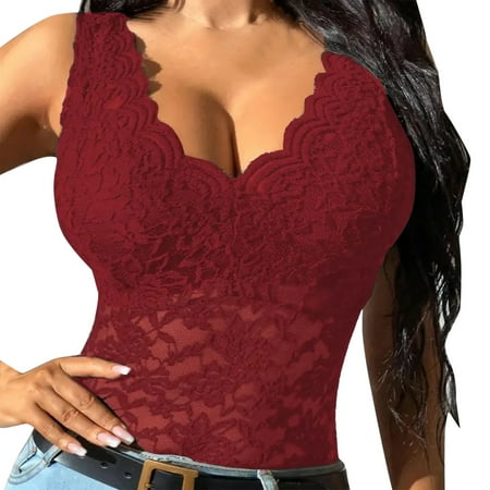 

Lingerie Set plus Size Women Shirt Lace Shirt See Through Casual Slim Fit Tops V Neck Embroidery Lace Tank Top Temperament Trim Plunging Neck Lace Lingerie Top Vest Size S Lonely Lingerie